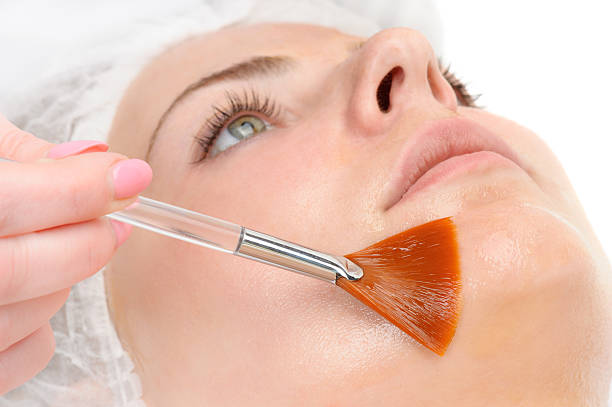 beauty salon, facial peeling mask with retinol and fruit acids